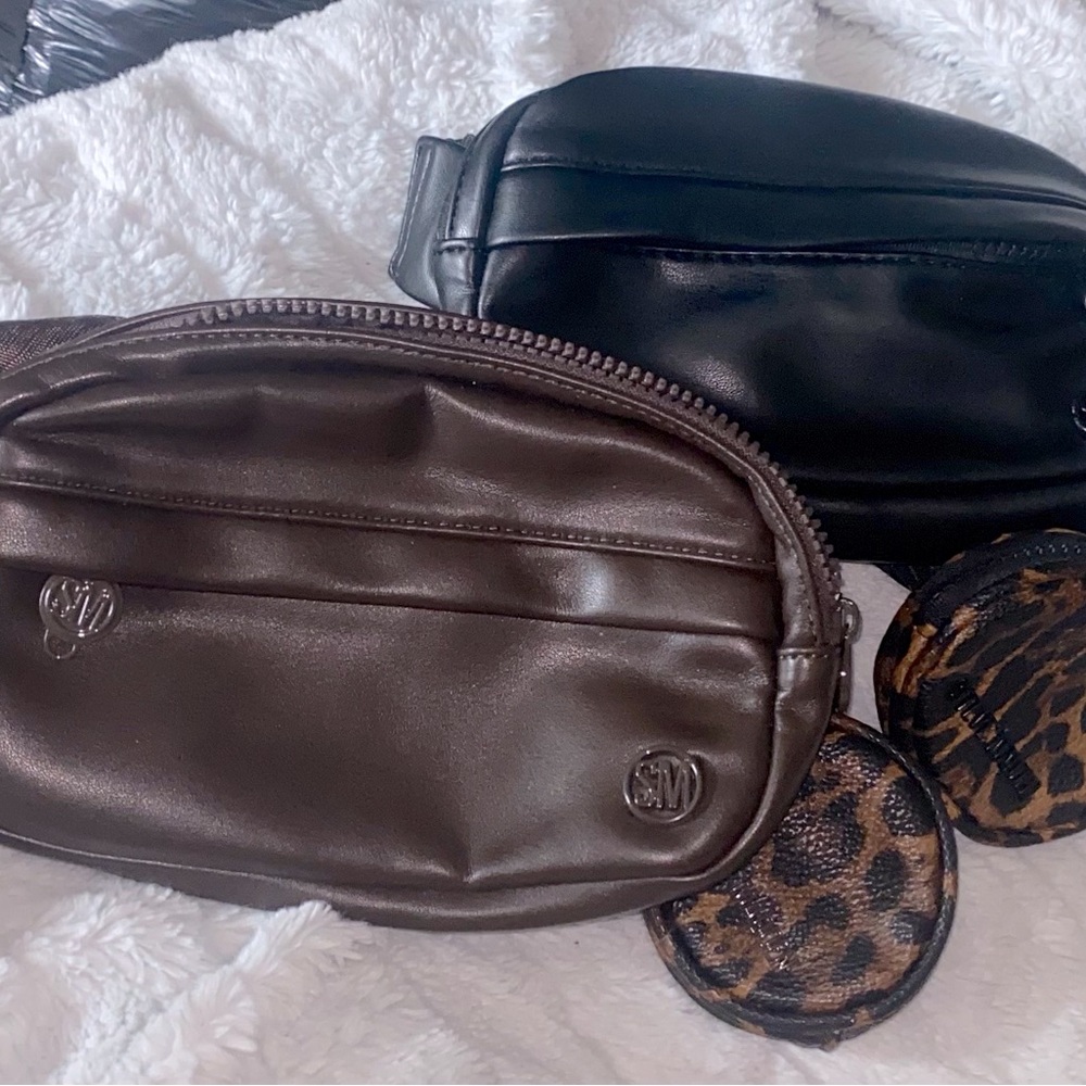 Black and Brown Crossbody Fanny pack  Bags with Coin Pouches